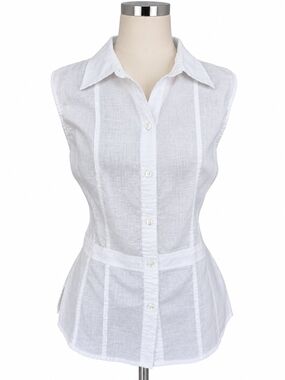 Worthington Women’s 12 White Sleeveless Button Front Tailored Blouse Top